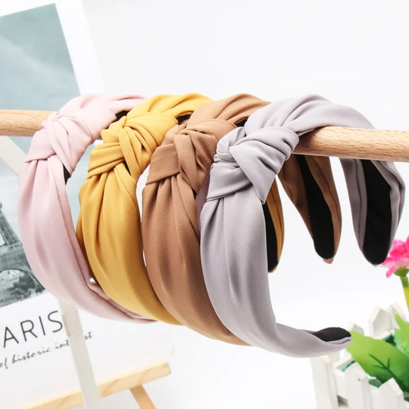 Xugar Hair Accessories Solid Bow-knot Women Hairband Simple Sweet Women Lady Hair Hoop Makeup Sport Cross Headwear