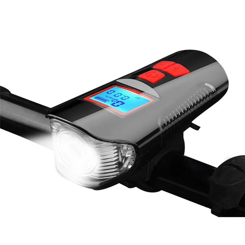 ЖК-экран водонепроницаемые велосипедные огни usb зарядка велосипедный передний светильник вспышка светильник на руль велосипедный светильник передний рог измеритель скорости
