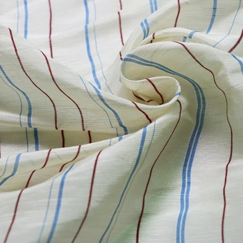 

100cm*140cm Stripe Silk Flax Linen Gauze Fabric For Dress Shirt Yellow Blue