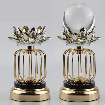 

Luxury Glass Lotus Display Stand Crystal Lens Ball 60mm 80 100mm Divination Photography Lensball Metal Base Magic Sphere Holder