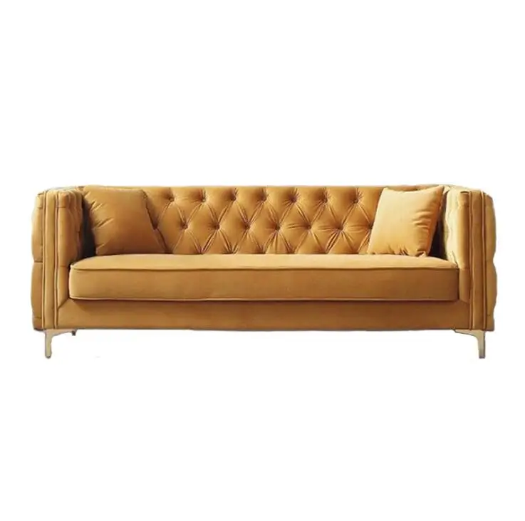 Good quality High-end yellow double three-seat sofa