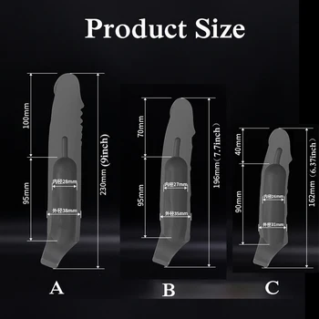 Reusable Penis Sleeve Extender Reusable Condoms Sex Toys for Men Dick Enlarger Extend 4/7/10cm Cock Sleeve Transparent/Flesh 6