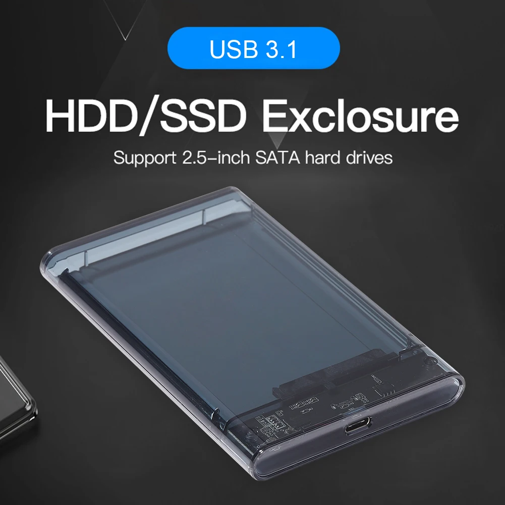 3.5 inch hdd enclosure USB 3.1 Type-C Mobile Hard Drive Disk Box 8TB Transparent 2.5 inch SATA 1/2/3 HDD SSD External Enclosure Case for Laptop PC external hdd enclosure 3.5
