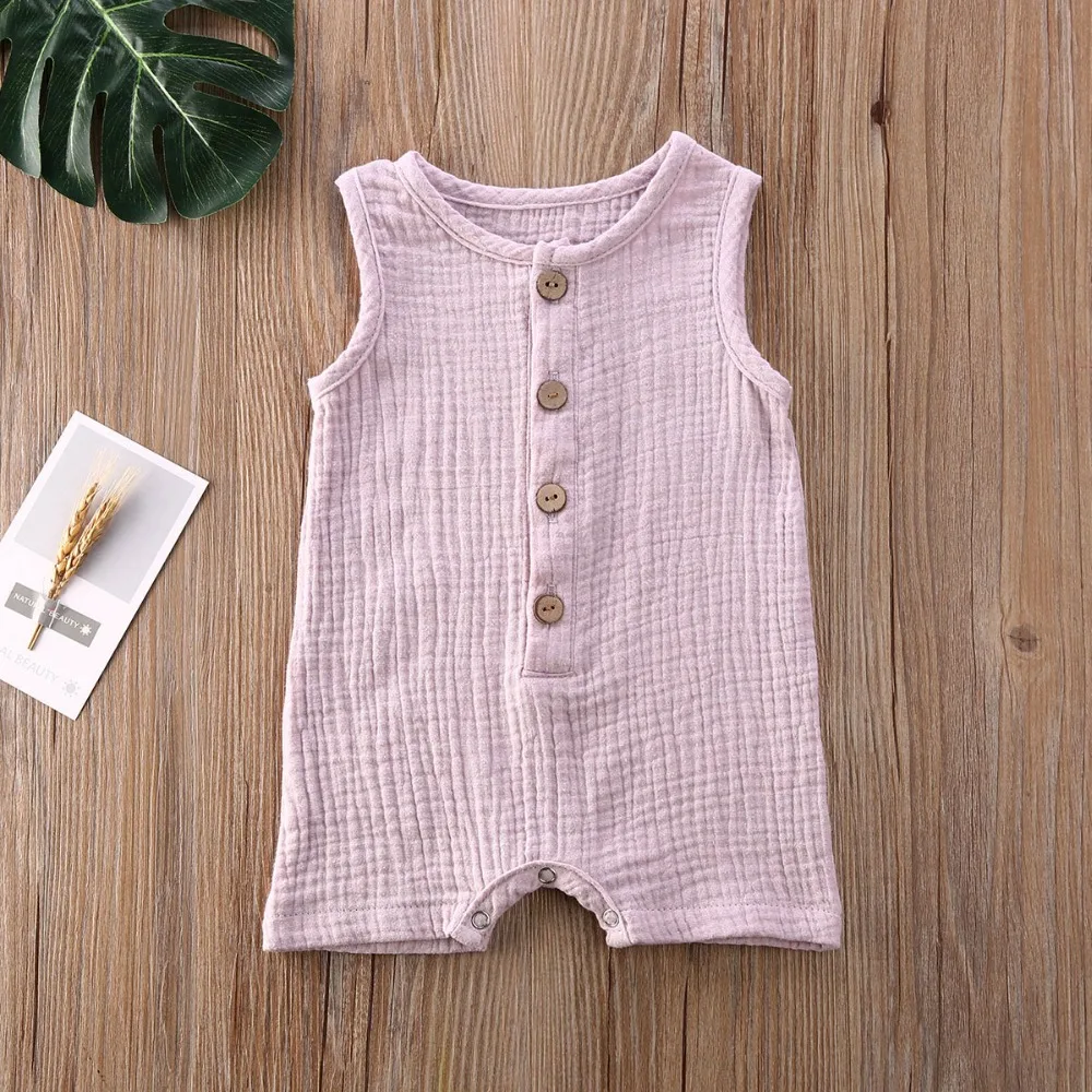 2020 Summer Sleeveless Newborn Baby Girl Boy Clothes COTTON&LINEN Cactus Print Romper Jumpsuit Soft Baby Outfit One Piece baby clothes cheap