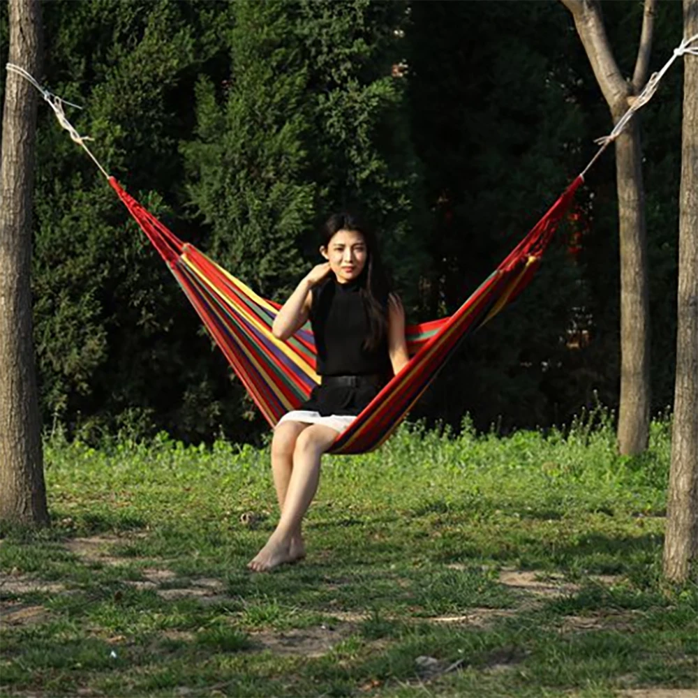 Ultralight Camping Hammock with backpack Hot Sale rainbow Outdoor Leisure Portable Hammock canvas Hammocks