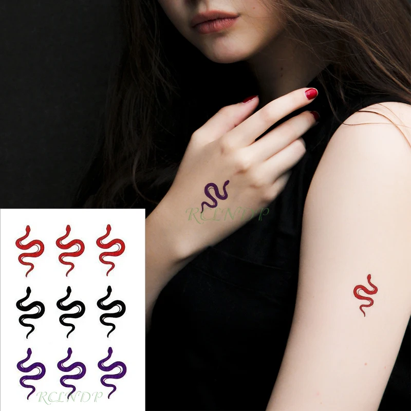 

Waterproof Temporary Tattoo Sticker snake animal three colours fake tatto flash tatoo hand led arm back for kid men women child