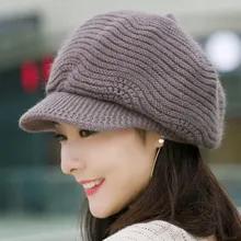 Winter Warm Octagonal Hat For Women Fleece Inside Newsboy Caps Girl Knitted Thick Cashmere Beret Caps Women Vintage Flat Hats