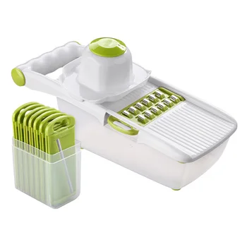 

Manual Vegetable Cutter Slicer with 8 Stainless Steel Interchangeable Blades Onion Potato Peeler Carrot Grater Dicer