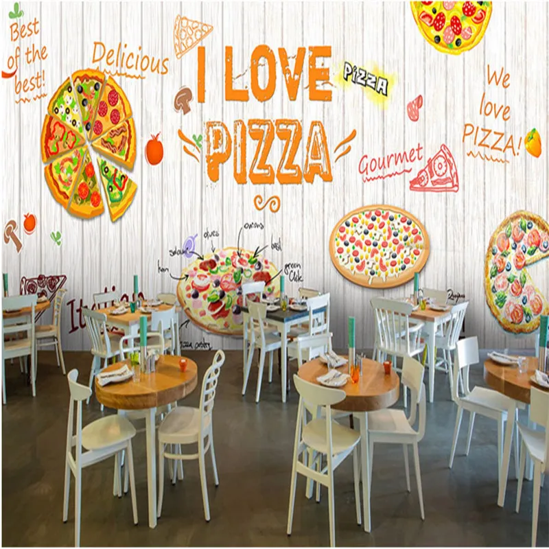Carta Da Parati A Tema Pizza Personalizzata Plancia In Legno Bianco Carta Da Parati Strutturata Fast Food Ristorante Snack Bar Decor Murale Papel De P