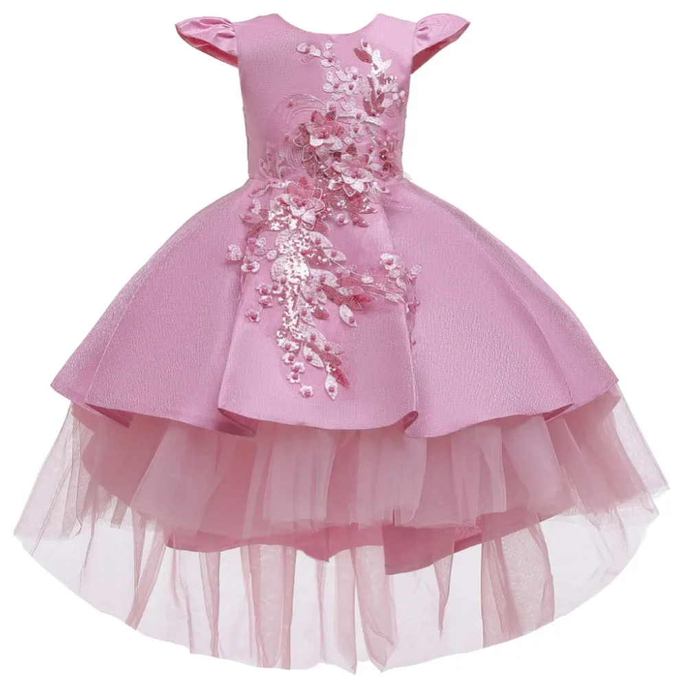 Высококачественное детское платье принцессы с аппликацией из бисера для девочек; элегантное платье для дня рождения; платье для девочек; Рождественская одежда для маленьких девочек