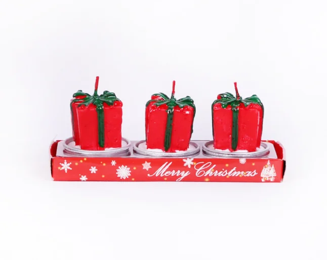 gift box 3 шт./компл. Бездымная свеча Рождественский фестивальные декорации праздника Рождественская свеча с держателем Санта Клаус в форме снеговика - Цвет: gift box