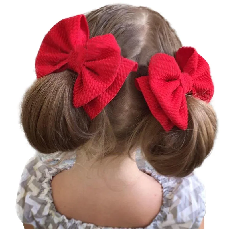 5/"Rainbow hair bows with clips kids girls boutique plaid printed ribbon bow CPUK