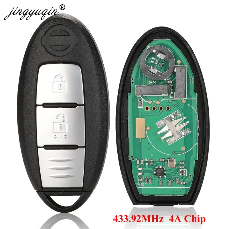 JINGYUQIN 2 BUTTON CAR SMART REMOTE KEY FOR NISSAN QASHQAI X-TRAIL KEYLESS ENTRY CONTROLLER CONTINONTAL PULSAR 433.92MHZ 4A CHIP