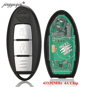 

jingyuqin 2 Button Car Smart Remote Key for NISSAN Qashqai X-Trail Keyless Entry Controller Continontal PULSAR 433.92MHz 4A Chip