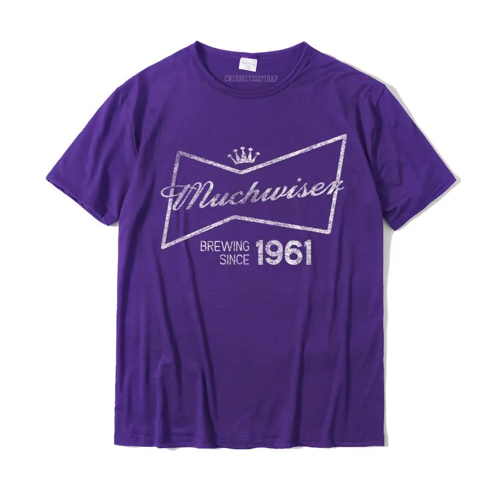 Normal T Shirts Short Sleeve Design Wholesale Adult Summer Tops T Shirt Design Tee-Shirts Crew Neck Pure Cotton Much Wiser Birth Year 1961 Funny Beer T-shirt__MZ15135 purple