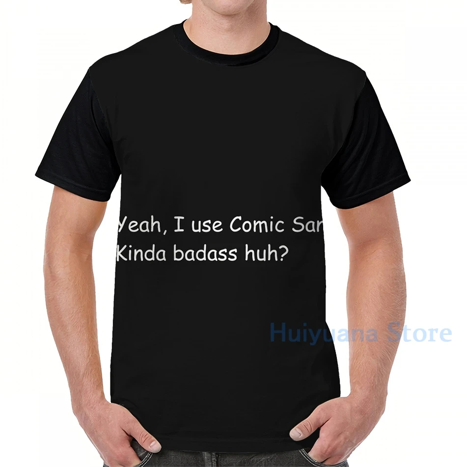 Я использую комикс Санс (2) графическая футболка мужские топы для женщин Мужская с