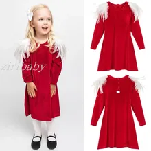 Красные платья для девочек; рождественские платья; одежда для детей; вечерние платья с перьями и единорогом; вечерние платья с капюшоном на Хэллоуин