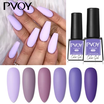 

PVOY 7.3ml Purple Nail Polish Gel All For Nails Art Semi Permanent Gel Matte Top Coat UV LED Gel Varnish Soak Off Nail Gel