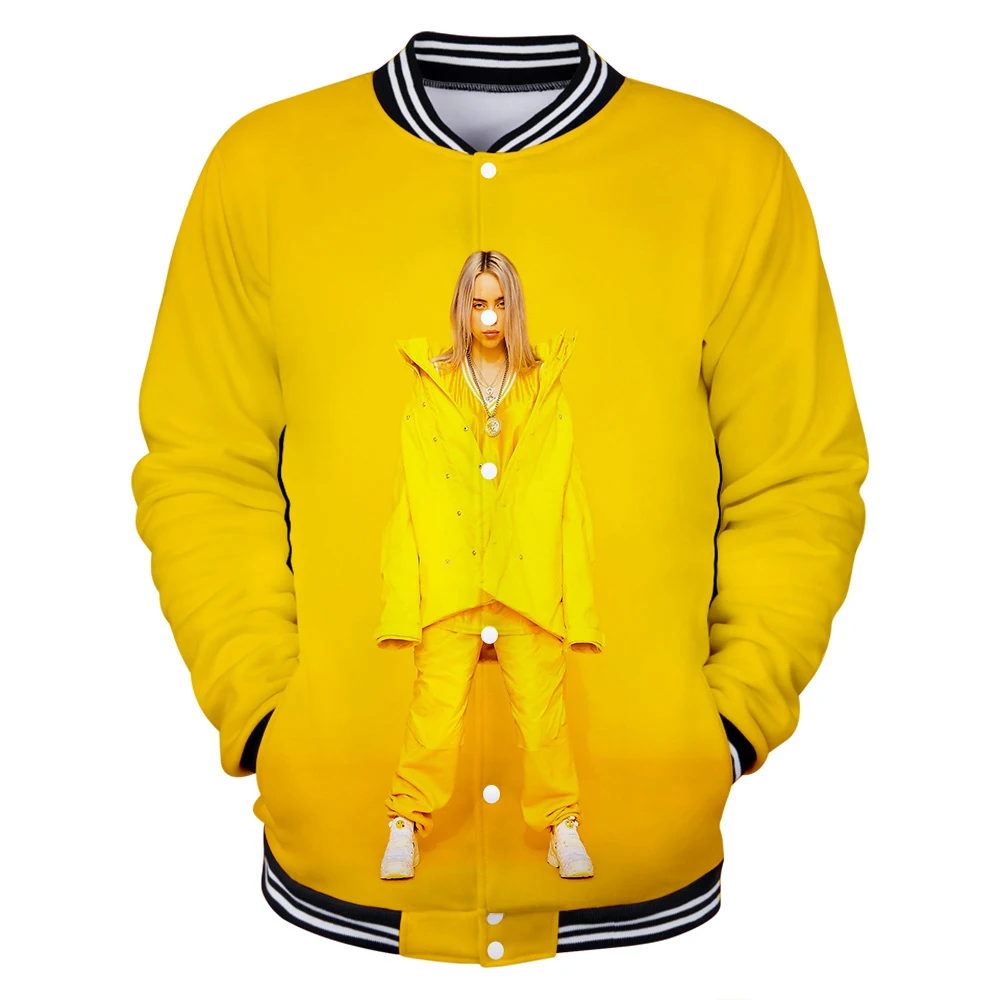3D Billie Eilish Повседневная модная бейсбольная форма, женская и мужская куртка, удобная бейсбольная форма для мальчиков и девочек, новая Толстовка