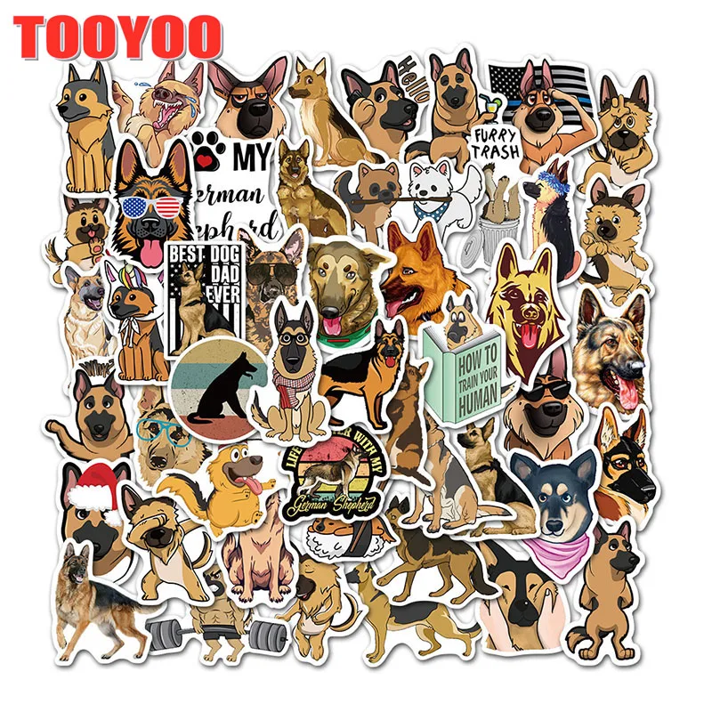 Hot 50pcs/set Germany Shepherd Dog Animals Stickers Skateboard Guitar Suitcase Waterproof Scrapbooking Sticker Kids Graffiti Toy