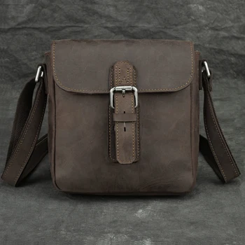 

2020 New genuine leather shoulder bags top layer cowhide Fashion casual personality Men Small Messenger bag Quality assurance