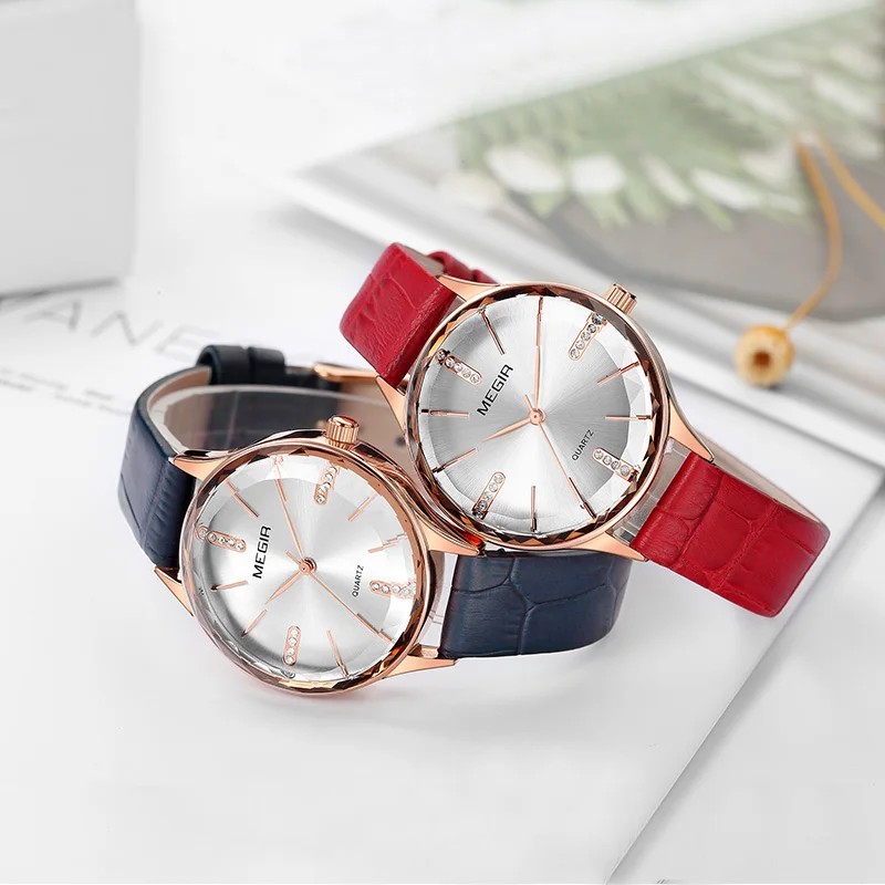 Goede MEGIR Luxe Vrouwen Horloges Reloj Mujer Blauw Lederen Dames Quartz Horloge Vrouwen Horloges Klok Relogio Feminino Dropshipping