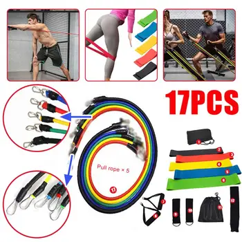 

17 pcs/set Pull Rope Fitness Exercises Resistance Bands Latex Tubes Pedal Exerciser Body Training Workout Yoga