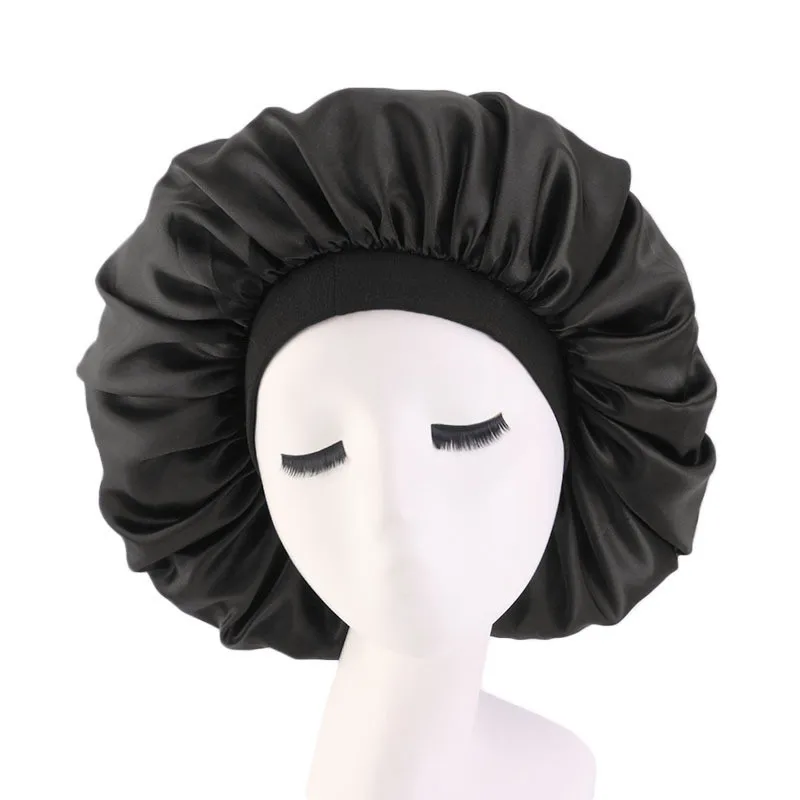 

New Women Extra Large Print Satin Silk Bonnet Sleep Night Cap Head Cover Bonnet Hat with Premium Elastic Band