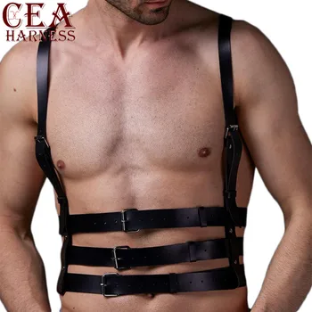 

CEA Men Leather Harness Sexy Vest Belt Top Body Bondage Straps Night Clubwear Gay Shoulder Body Chest Man Muscle Harness Belts