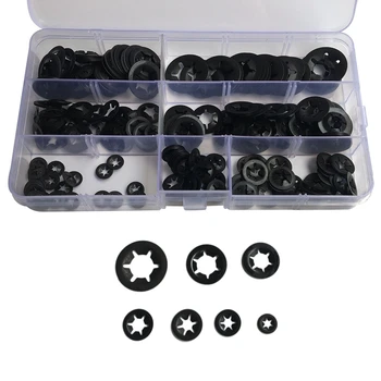

280pcs Tooth Starlock Push On Locking Washers Speed Clips Fasteners Assortment Quick Speed Locking Washers