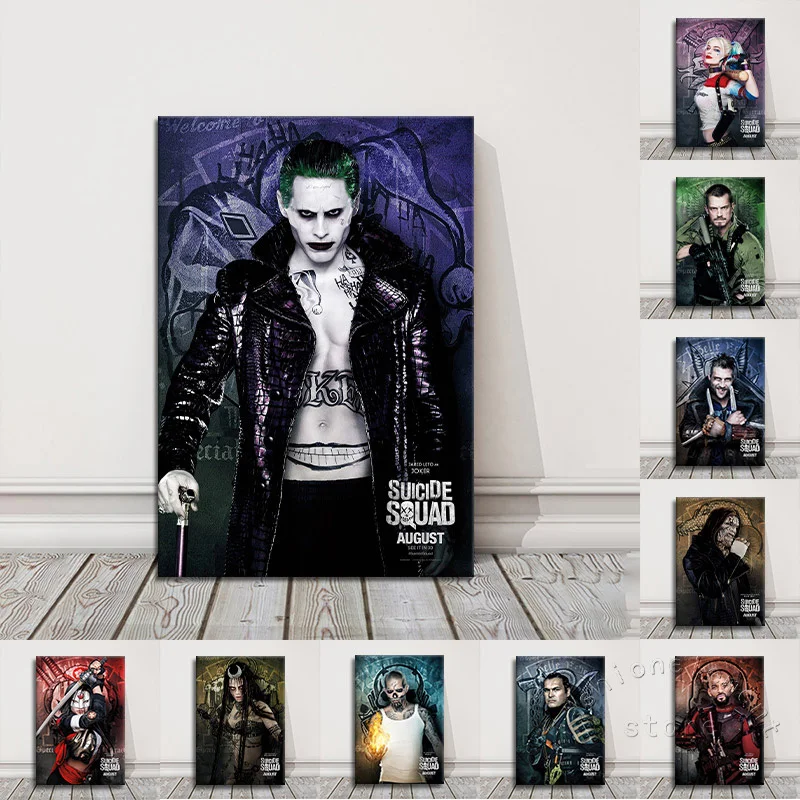 

Multiple Optional Movie Poster Suicide Squad Wall Art Picture for Living Room Decor Joker Canvas Art Wall Sticker Nice Gifts