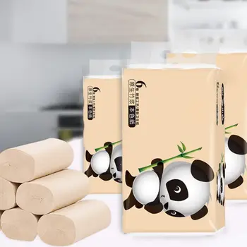 

Natural bamboo pulp roll paper can be wet water without paper scraps suitable for sensitive skin Soft 6 rolls / pack