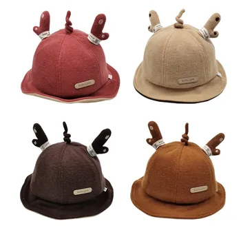 

Baby Hat Casual Fashion Baby Cap Kids Toddler Cute Cartoon Antlers Bucket Hat Children's Gift