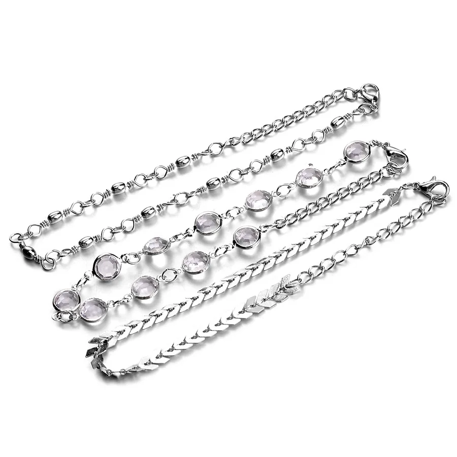 Аксессуары стиль AliExpress популярный трехслойный Хрустальный ножной браслет