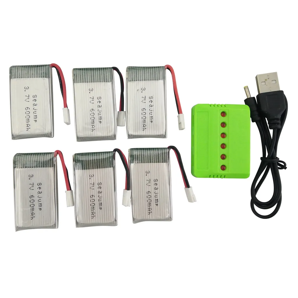 6 шт 3 7 V 600mah литий ионная аккумуляторная батарея для MJX X708 X708W X709 UDI U45 U45W U42 U42W SYMA X5C