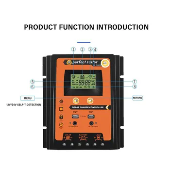 

12V 24V Dual USB Electrical Intelligent LCD Display Solar Charge Controller 30A 50A 70A Universal Portable Heat Dissipation