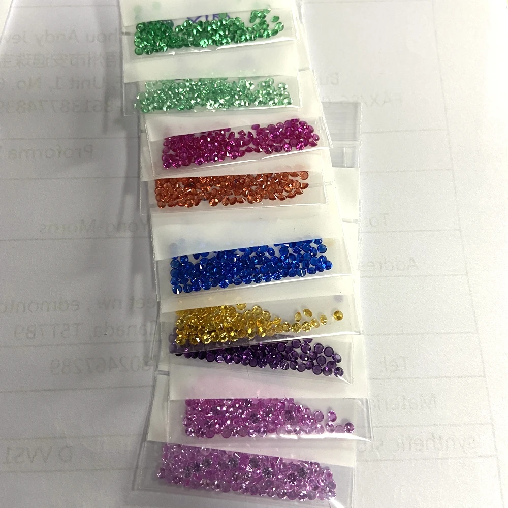 Meisidian 5A Quality 9 Color Round Shape 2mm Lab Rainbow Sapphire Loose Gemstone