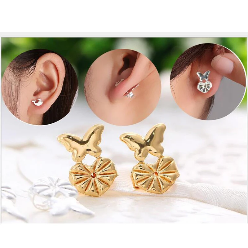 Butterfly Love Heart Stud Back Lifters orecchino regolabile sollevatori Ear Lobe Ster M6069