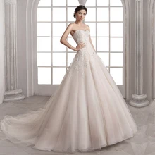 White Wedding Dress Lace 3D Flower O-neck Long Sleeve Simple Bridal Dresses Zipper Custom Made Plus Size Wedding Gown