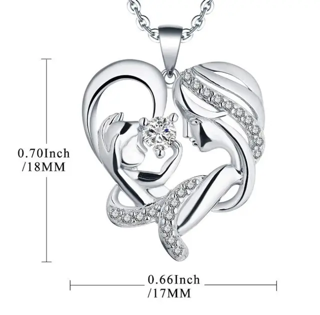 Mother's Love Micro Inlay Pendant Necklace Heart Shaped Mom Necklace Mother's Day Gift 6