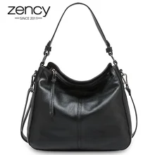 Zency натуральная кожа элегантная женская сумка через плечо классическая черная вместительная Повседневная Сумка-тоут сумка через плечо серая