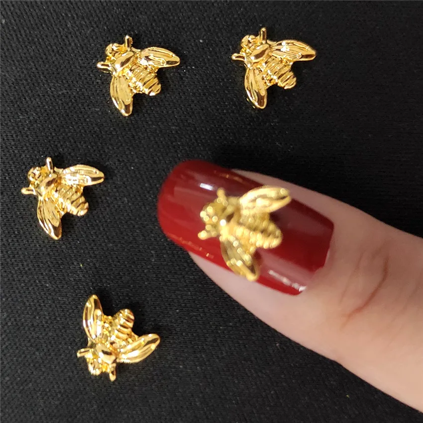 

20 PCS/bag Nail Charm Metal 3D Nail Art Decorations Golden Vintage DIY Lovely Bee Nail Accessories for Design Larger Flat