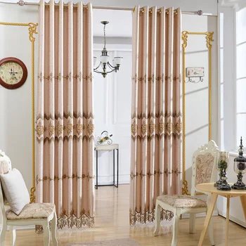 

High-precision Embroidery European Style Curtains Luxury Left and Right Biparting Open Curtains for Living Dining Room Bedroom