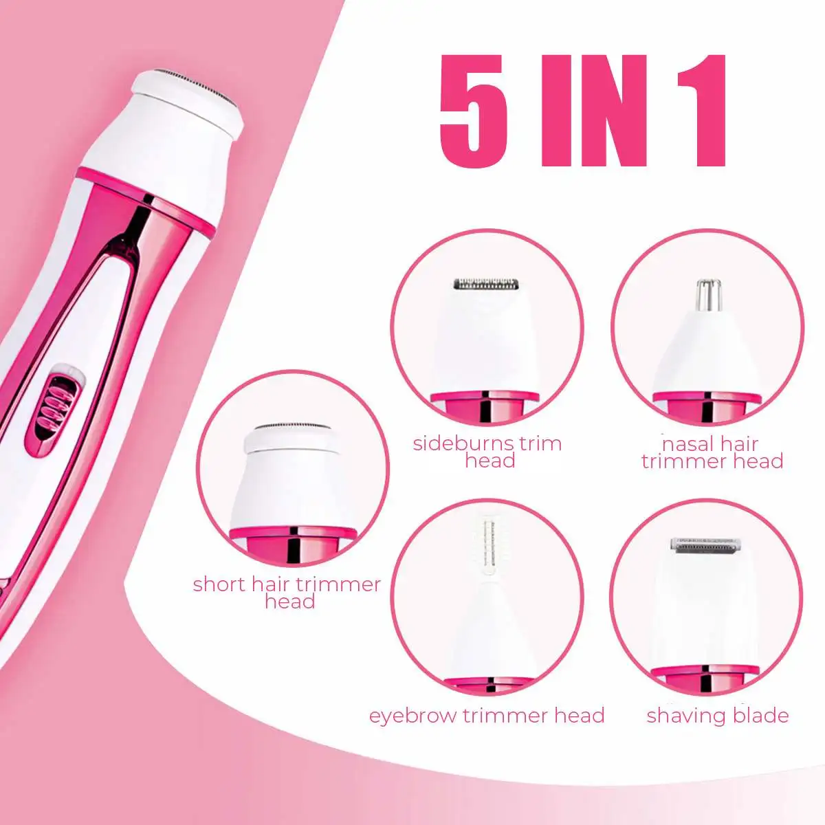 

5in1 Wet&Dry Face Epilator Women Shaver Electric Facial Female Hair Removal Rechargeable Depilatory Lady Shaver Bikini Trimmer