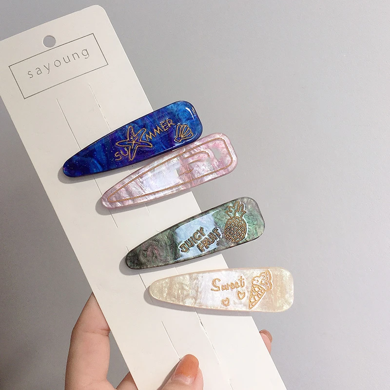 

M MISM INS Sea Starry Hairclips Girls Acetate Hairgrip Drop Headband Fashion Summer Women Alloy Hair Accessoires Hairpins