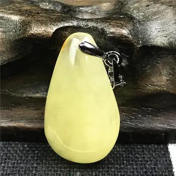 

Natural Yellow Amber Necklace Pendant For Woman Man Crystal 25x15x6mm Water Drop Gemstone Silver Fashion Pendant Jewelry AAAAA