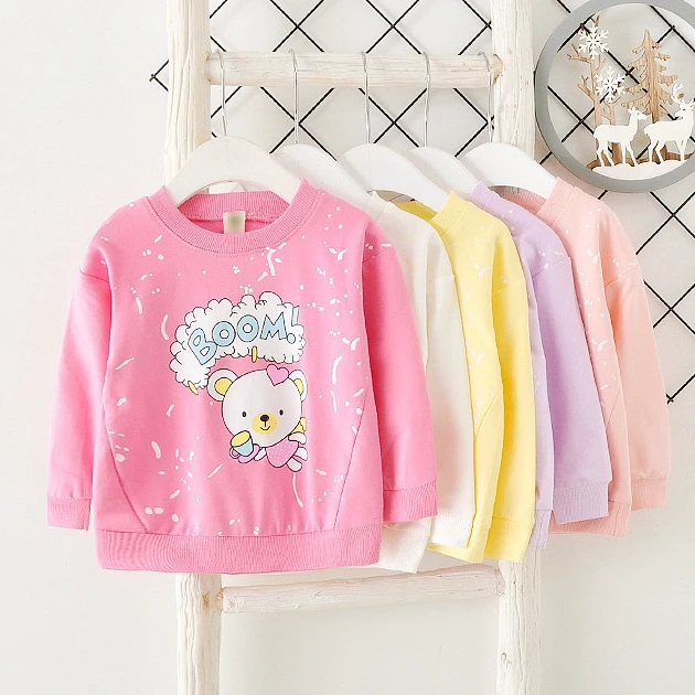 Baby Toddler Kids Girls Boys Audel Cotton Long Sleeve T-Shirt Spring Autumn Character Print O-neck Children Clothes G199