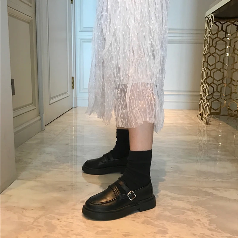 MONMOIRA/Винтажная обувь mary janes в британском стиле; Женские однотонные лоферы с пряжкой и ремешком; женские туфли на плоской подошве в стиле Лолиты с круглым носком; 370