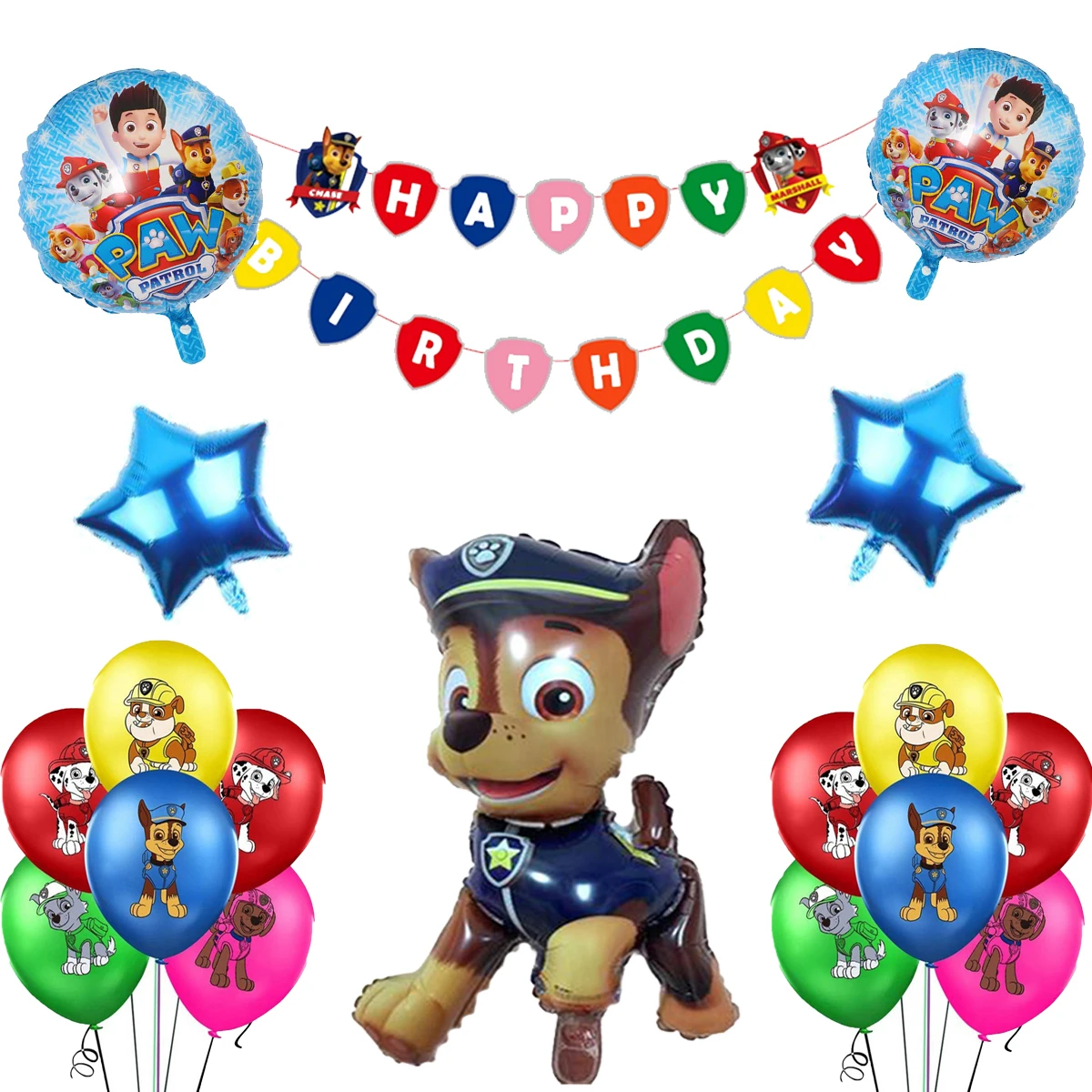 Globos de la patrulla canina para cachorros, Chase, Marshall, Skye, globo de aluminio, cartel de feliz cumpleaños, decoraciones para fiesta de Baby Shower