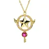 925 Sterling Silver Anime Card Captor Cardcaptor Sakura Necklace Sailor Moonlight Pendant Jewelry Women Girls Couple Lovers Gift 2